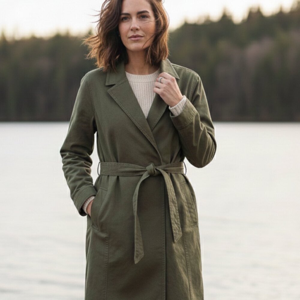 Duluth Trading Co. Double-Breasted Army Green Trench Coat - XXL